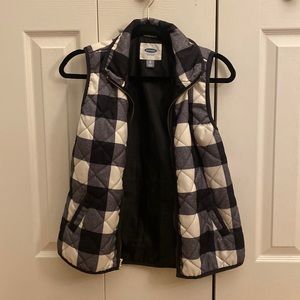 Old Navy Black and White Plaid Vest